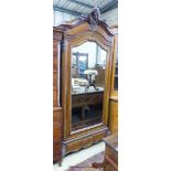 A late 19th century French mirrored armoire. W-106, D-46, H-242cm.