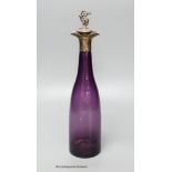 A Victorian silver mounted amethyst glass decanter, height 31cm