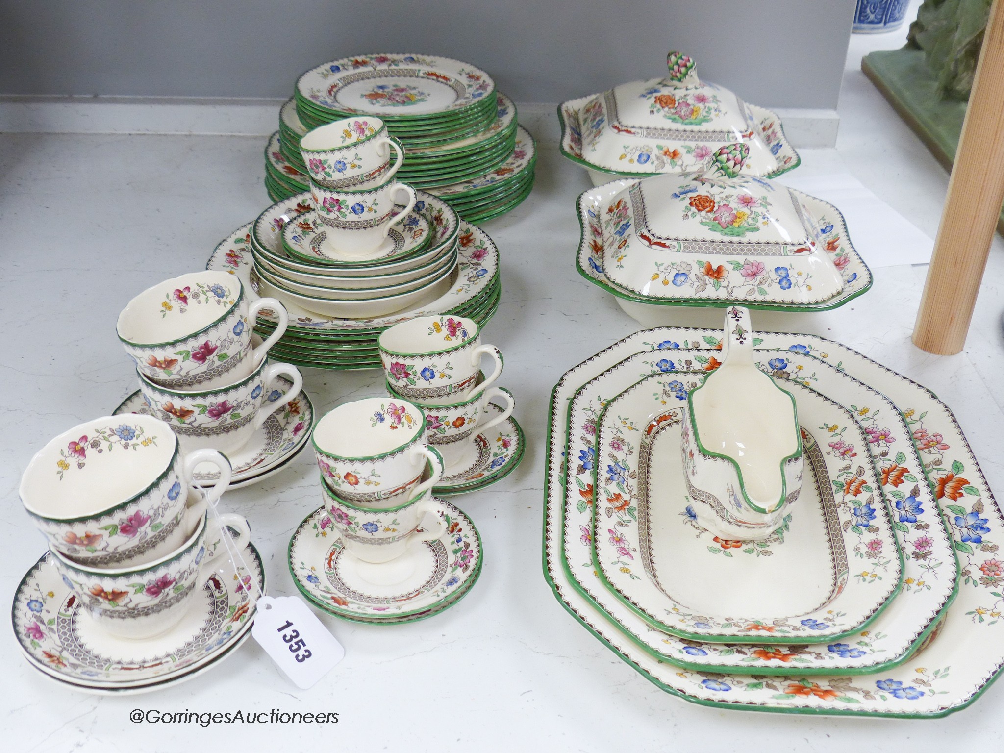 A Spode Chinese rose part dinner service