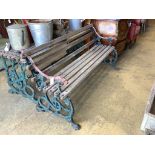 A Victorian Coalbrookdale painted cast iron Serpent and Grape pattern slatted garden bench and