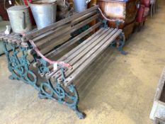A Victorian Coalbrookdale painted cast iron Serpent and Grape pattern slatted garden bench and