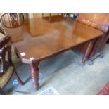 A late Victorian walnut extending dining table, (two spare leaves) 174cm extended, width 114cm,