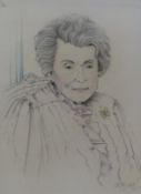 Christian Cardell Corbet, pencil and pastel on Canvas, Portrait of Countess Mountbatten, A Gold