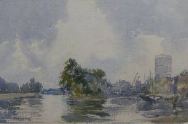 Karl Hagerdon, watercolour, The River at Brentford, signed and dated '61, 28 x 42cm