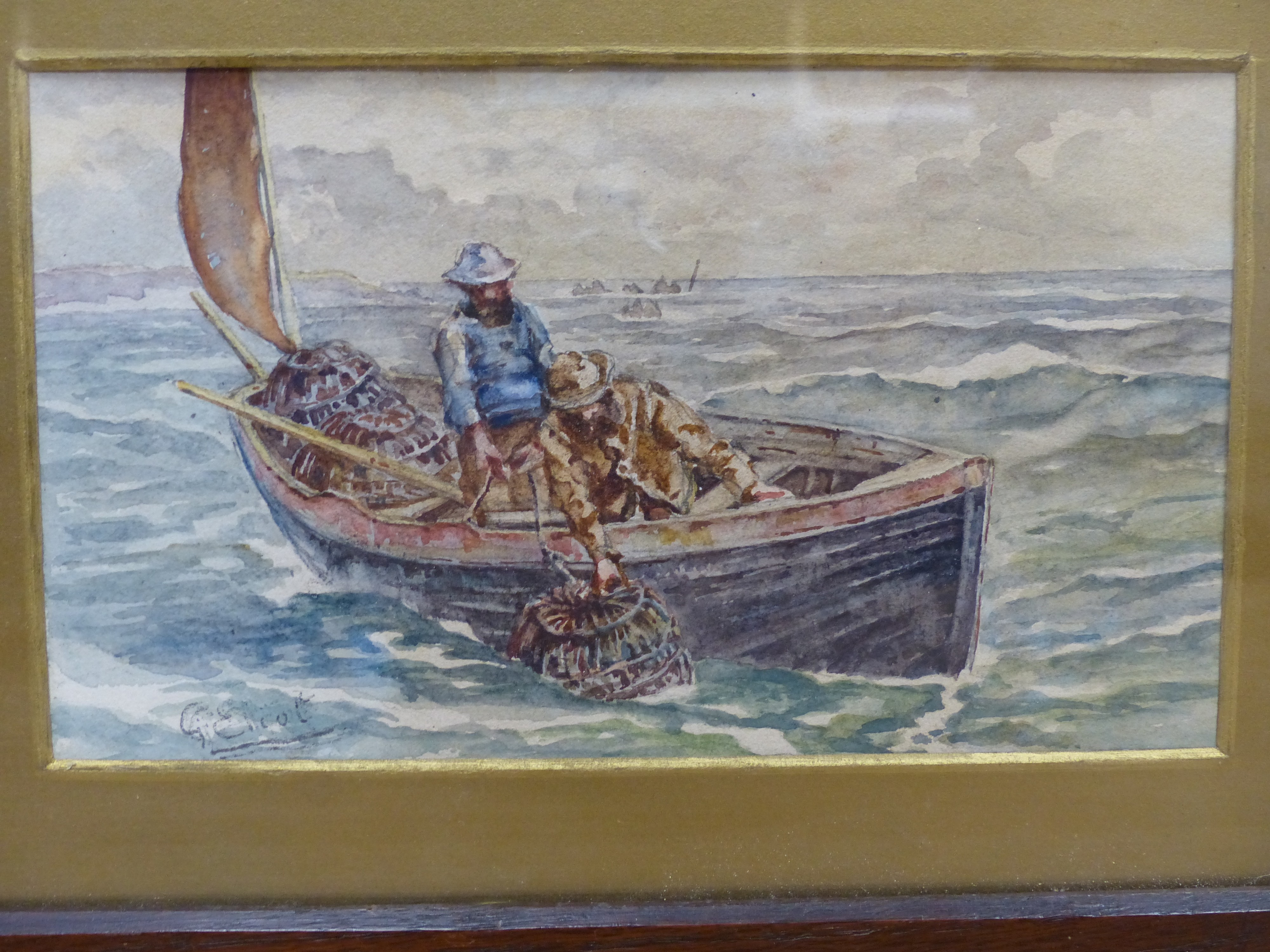 G. Eliot, watercolour, The Lobster Pot, signed lower left 12.5x 21.5cm and O. Henry, watercolour, - Image 3 of 4