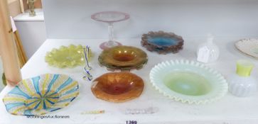 A collection of Venetian glass dishes and vases, etc.