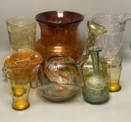 Assorted decorative glass vases etc