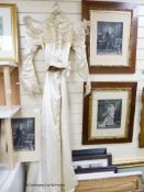 A Victorian MacCowan's oyster satin wedding dress with photographs