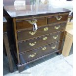 A modern Kittinger furniture George III style mahogany chest with 2 short and 3 long draws. W-76,