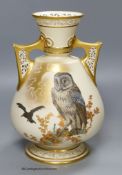 A Royal Worcester 'owl' vase, height 27cm