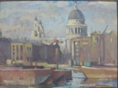§ Edward Wesson (1910-1983), oil on board, St Paul's Cathedral, 35 x 26cm