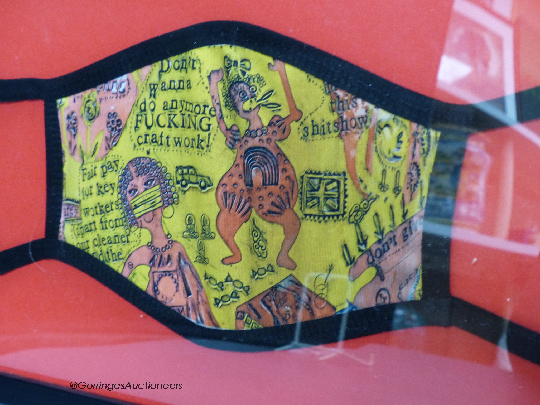 Grayson Perry, facemask 'We'll Catch it on the Beaches', framed - Image 2 of 2