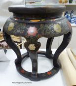 A Chinese lacquer and cloisonne enamel inset stand, height 51cm