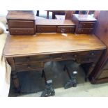 A Victorian mahogany kneehole desk. W-121, D-56, H-98cm.