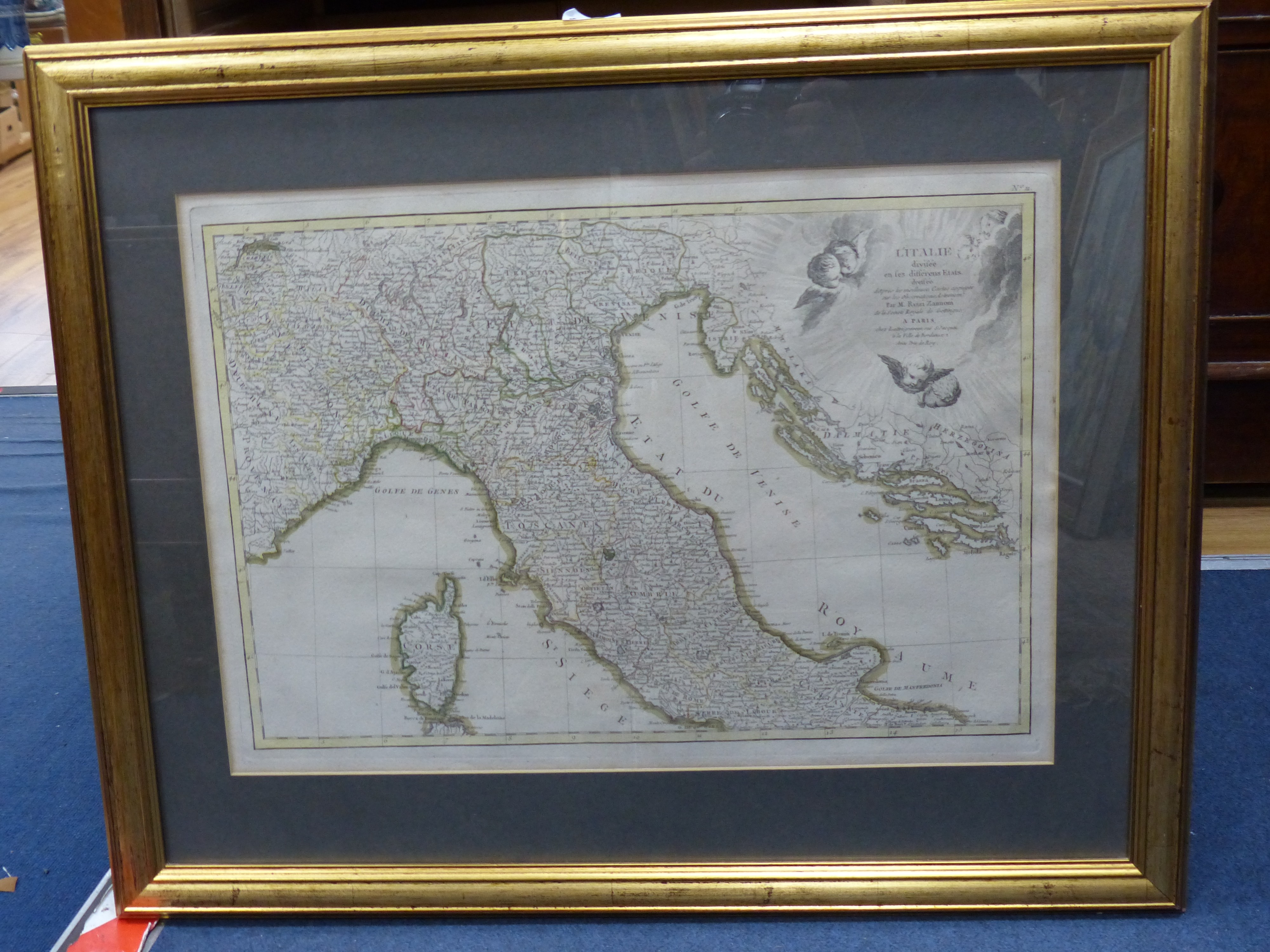 Rizzi Zannoni, 18th century coloured map engraving, North Italy and Corsica 48 x 34 cm - Image 2 of 3