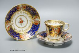 A Chamberlain armorial or crested cup and saucer in the style of the Yeo service and Chamberlain