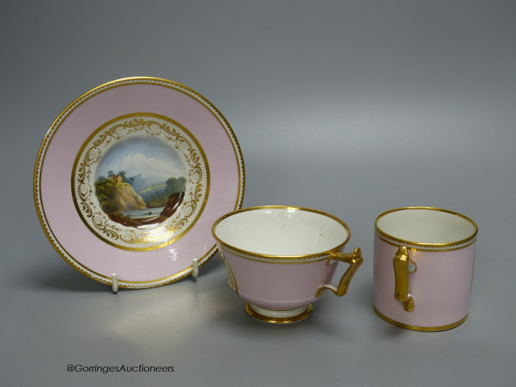 A finest quality Barr Flight and Barr coffee can, teacup and saucer painted with named scenes - Image 3 of 4