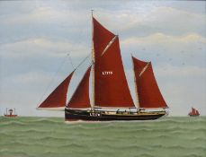J. Saunders, oil on board, The Lowestoft beam trawler, signed, 46 x 36cm