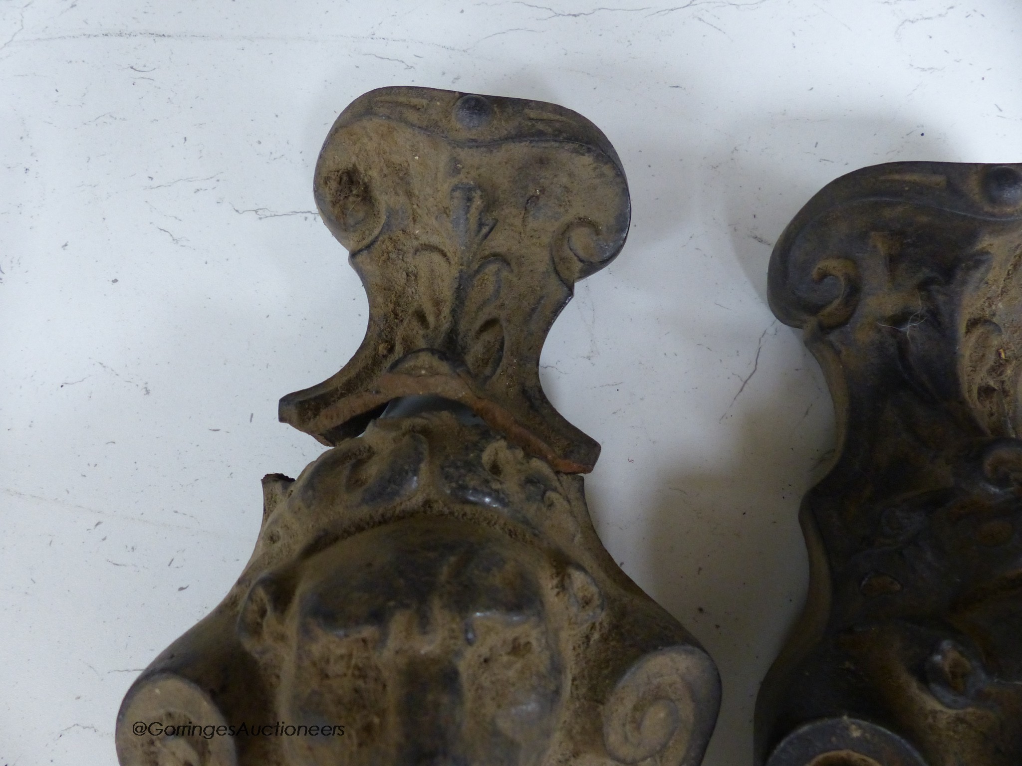 A pair of cast iron ‘lion’ monopodia mounts, 52cm high - Image 2 of 3