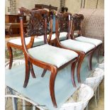 A set of six Regency beech, simulated rosewood dining chairs, possibly Irish.