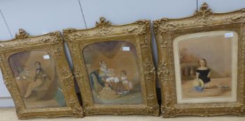 A group of three early 19th century watercolour portraits,featuring the Reverend Parr as a baby (
