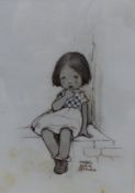 §Mabel Lucie Attwell (1879-1964), ink and monochrome watercolour, Weeping child, signed,