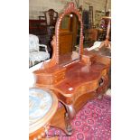 A Victorian mahogany duchess dressing table. W-120, D-54, H-154cm.