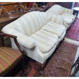 A pair of Georgian style two-seater settees. W-176, D-88, H-90cm.