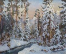 Waranowsky, oil on canvas, Winter landscape, signed, 78 x 63cm