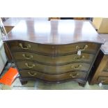 A reproduction George III Kittinger furniture serpentine mahogany chest, width 108, depth 58,
