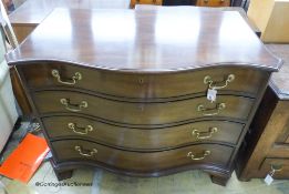 A reproduction George III Kittinger furniture serpentine mahogany chest, width 108, depth 58,