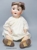 A German bisque headed doll, by Catterfelder Puppenfabrik marked CP58