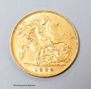 An Edward VII gold half sovereign 1909