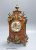 A 19th century French boulle work mantel clock, 37cm high