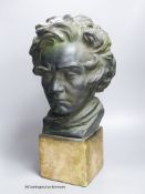 A moulded plaster bust of Beethoven, height 45cm