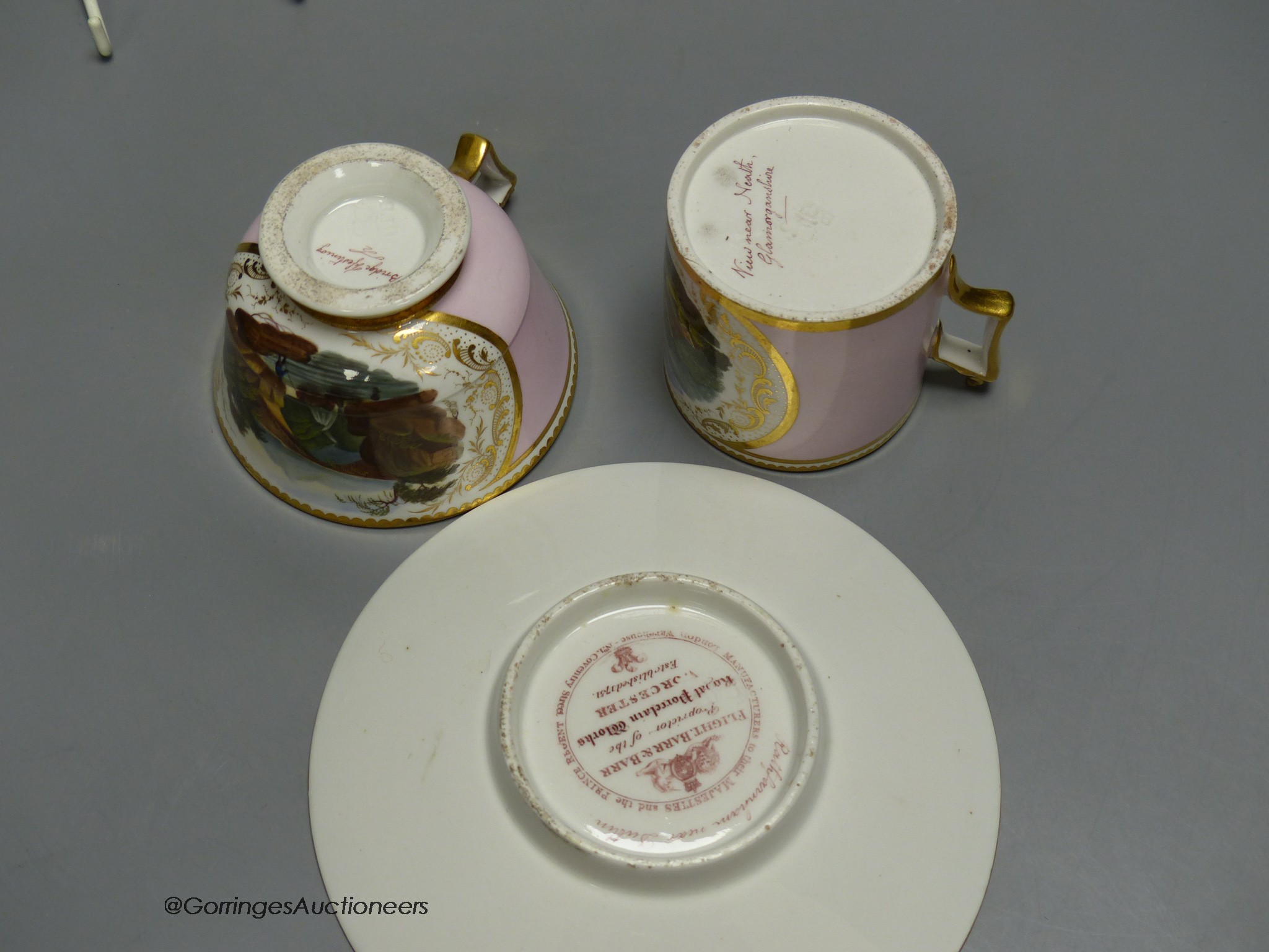 A finest quality Barr Flight and Barr coffee can, teacup and saucer painted with named scenes - Image 4 of 4