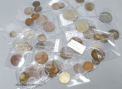 UK and World Coins and medals, 16th-20th century including an Elizabeth I shilling, William and