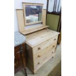 A Victorian pine dressing chest with mirror, width 88cm, depth 49cm, height 146cm