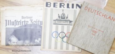 ° A Berlin 1936 Olympics magazine, book 1936, and a contemporary newspaper