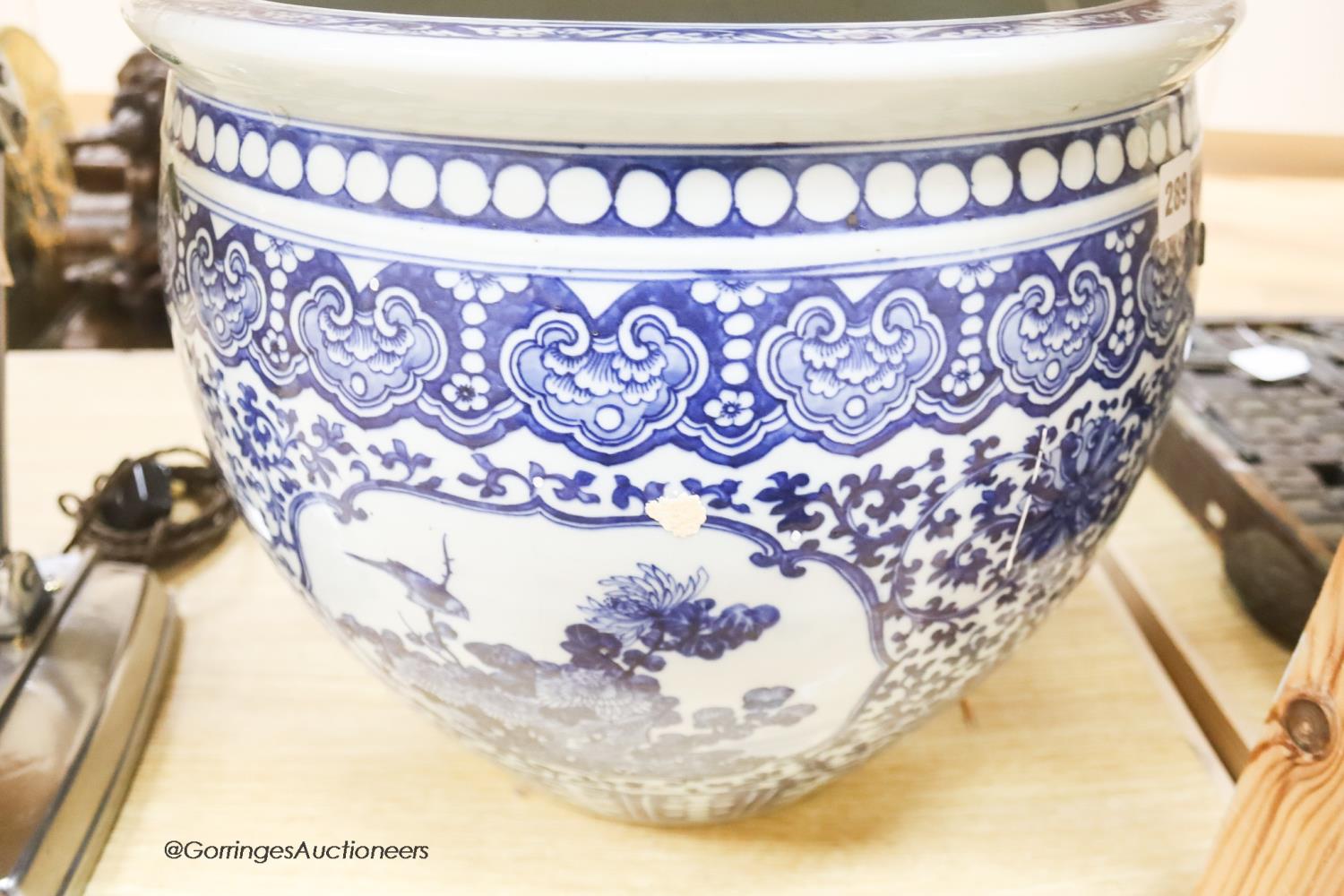 A 19th century Chinese blue and white jardiniere, height 34cm - Image 6 of 6