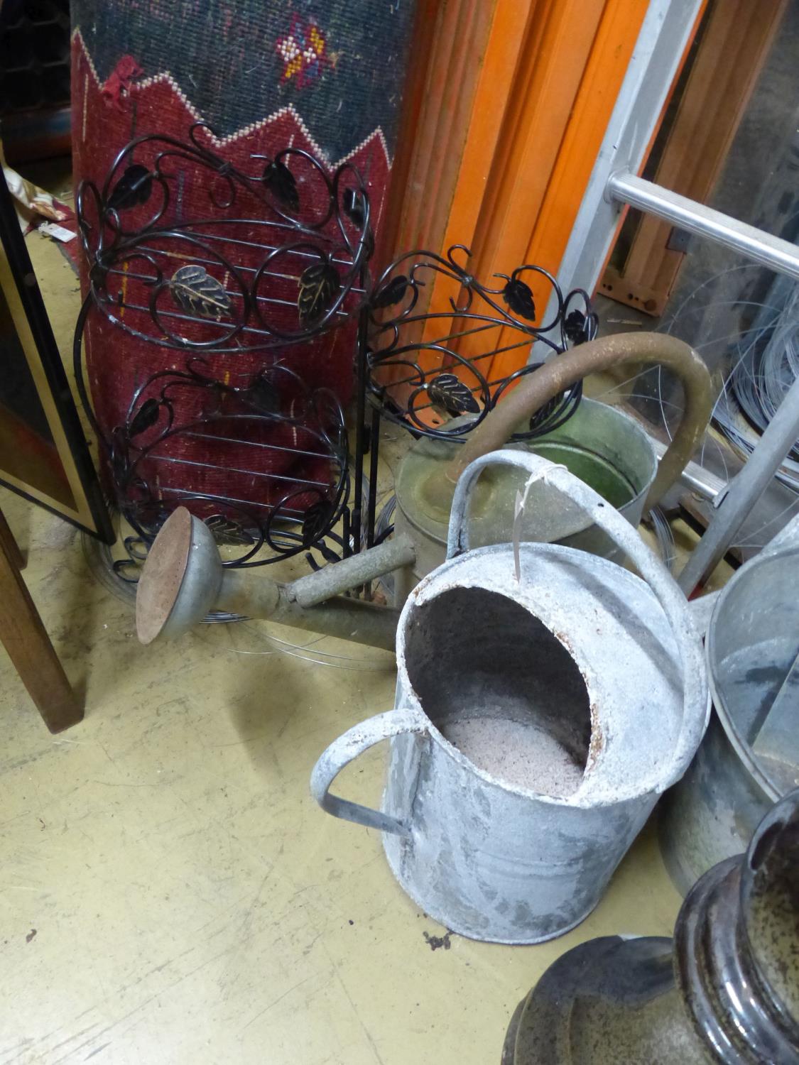 Assorted galvanized watering cans and assorted other metalware. - Image 2 of 3
