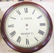 A G. Reed of Regent Street mahogany dial clock, diameter 50cmSingle chain fusee