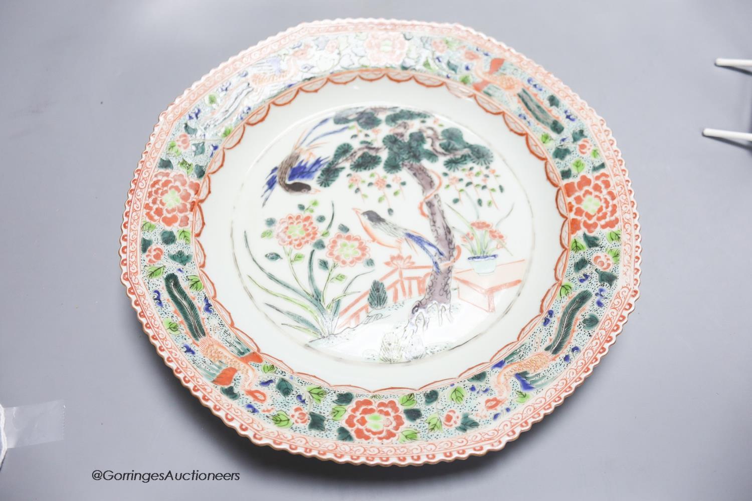 Three Chinese porcelain plates, The largest 24.5 cm - Image 4 of 8