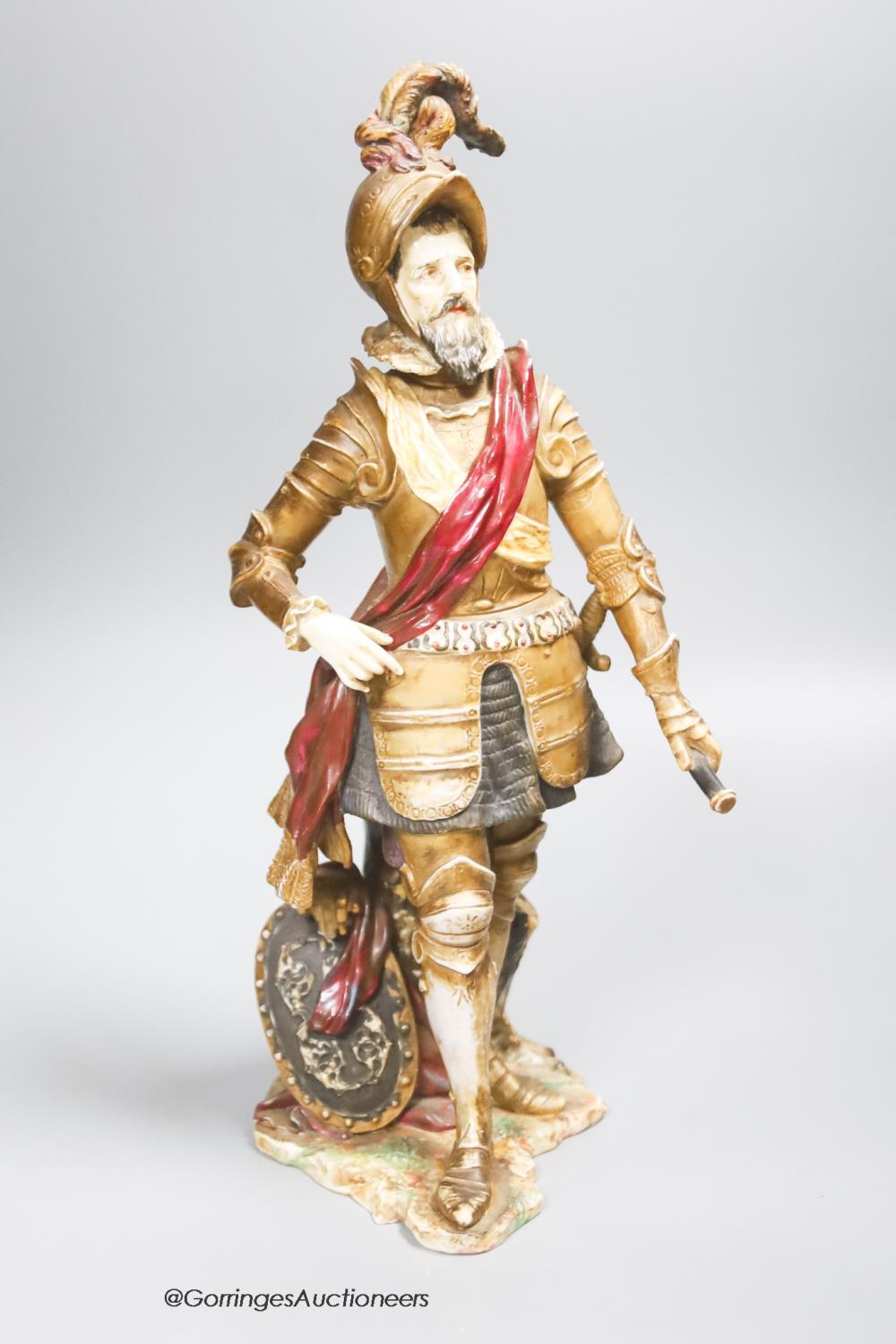 A Rudolstadt porcelain figure of a knight, height 39cm