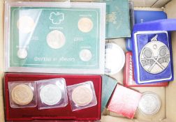 A group of 20th century UK and Commonwealth coins and commemorative medalsTo include a 1977 Silver