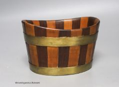 A late Georgian staved rosewood and boxwood jardiniere, length 16cm