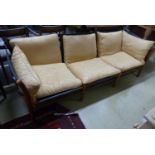 An Arne Norell Ilona beech framed three seater settee, model AB circa 1970, W.220cm D.80cm H.72cm