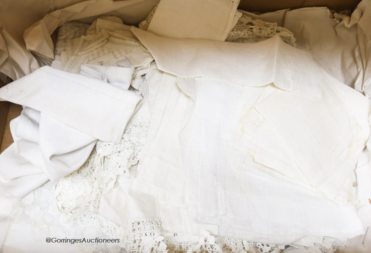 Two boxes of mixed tablecloths