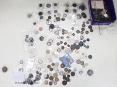 A collection of World coins, 18th-20th century and Roman coinsIncluding a Catherine II Russia five
