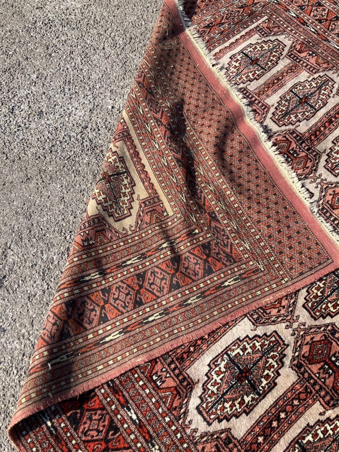 A pale red ground Tekke rug with signed border, 260 x 162cm - Image 2 of 4